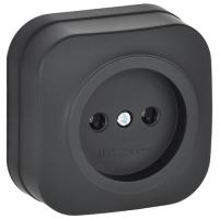 Глори черный розетка открытая 1-мест IP20 