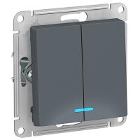 Атлас грифель выключатель 2кл с подсветкой скрытая 10А IP20 