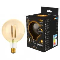 Лампа свд 220В Е27 10Вт 2400К 820лм стандарт G125 золотистая филамент диммер Gauss диммер