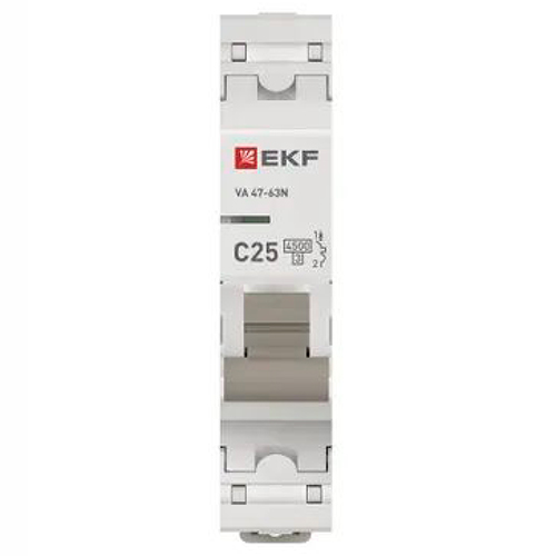 Автомат 1Р 25А C 4,5кА ВА47-63N EKF PROxima