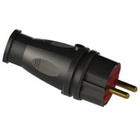 Вилка 16А прямая заземление черный каучук IP44 PlexUp