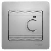 Терморегулятор теплого пола скрытая 10А алюминий SE Глосса 