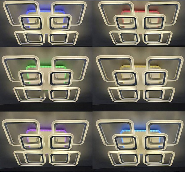 Светильник потолочный (люстра) свд 150Вт 3000-6500К 11250лм белый пульт диммер подсветка RGB