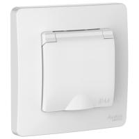 Бланка белый розетка скрытая 1-мест заземление с крышкой шторки IP44 