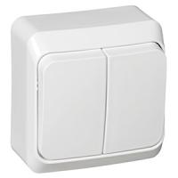 Этюд белый выключатель 2кл с подсветкой открытая 10А IP20 