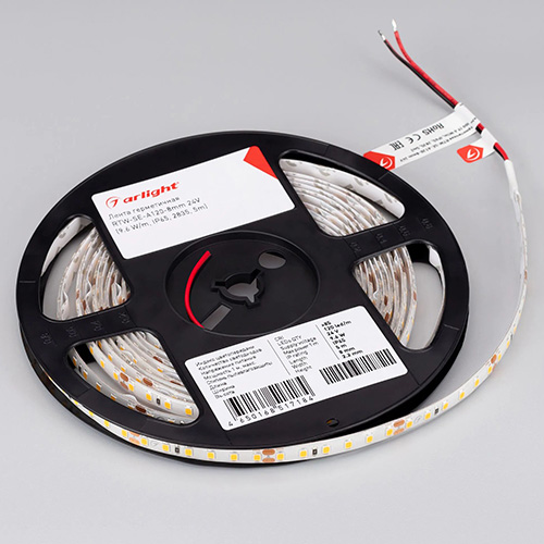 Лента свд 24В 9,6Вт/м 120свд/м 3000К 970лм/м 2835 IP65 Arlight кратно 5м