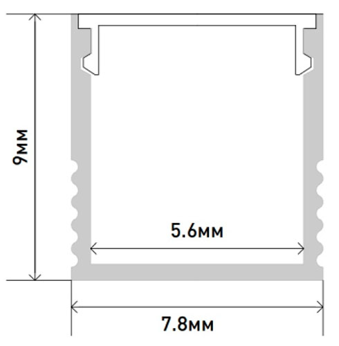Профиль с экраном накладной 7,8*9*2000мм ЭРА крепеж+заглушки