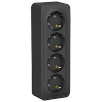 Бланка антрацит розетка открытая 4-мест заземление шторки IP20 
