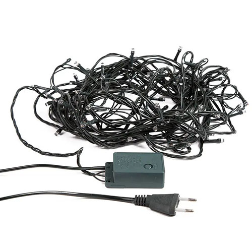 Гирлянда нить 10м белый 80свд с контроллером IP20 зеленый провод 8 режимов