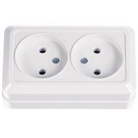 Боллето белый розетка открытая 2-мест IP20 