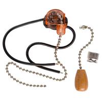 Выключатель для бра с цепочкой 3А серебро провод и деревянный наконечник