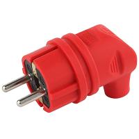 Вилка 16А угловая заземление красный каучук IP44 ЭРА 