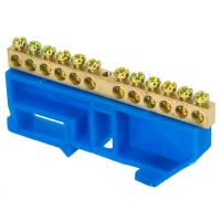 Шина нулевая 6*9 12групп DIN-изолятор синий на DIN-рейку
