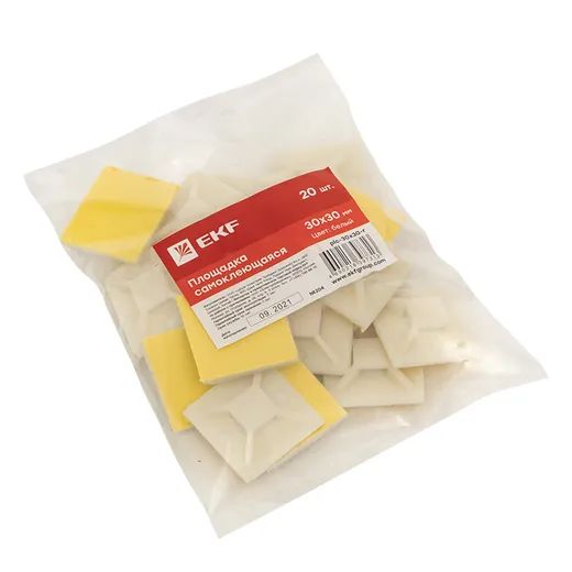 Площадка монтажная самоклеящаяся 30*30мм белый EKF 20шт