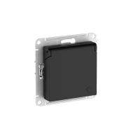 Атлас карбон розетка скрытая 1-мест заземление с крышкой шторки быстрозажим. клем. IP20 