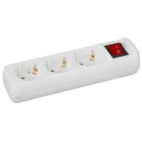 Колодка 3-мест 10А белый пластик заземление выкл IP20 ЭРА ABS-пластик