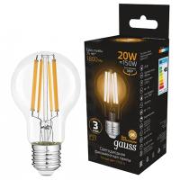 Лампа свд 220В E27 20Вт 2700К 1800лм стандарт A60 прозрачная филамент Gauss 