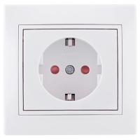 Мира белый розетка скрытая 1-мест заземление шторки IP20 