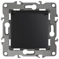 ЭРА12 антрацит розетка скрытая 1-мест заземление с крышкой шторки IP20 