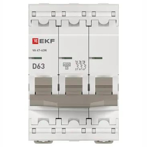 Автоматический выключатель 3P 63А (D) 6кА ВА 47-63N EKF PROxima