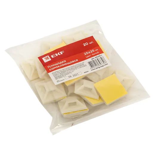 Площадка монтажная самоклеящаяся 25*25мм белый EKF 20шт