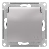 Атлас алюминий розетка скрытая 1-мест заземление с крышкой шторки IP20 