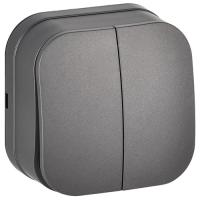 Глори сталь выключатель 2кл открытая 10А IP20  