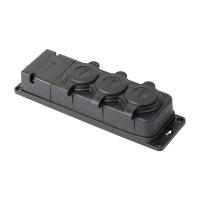 Колодка 3-мест 16А черный каучук заземление IP44 EKF PROxima