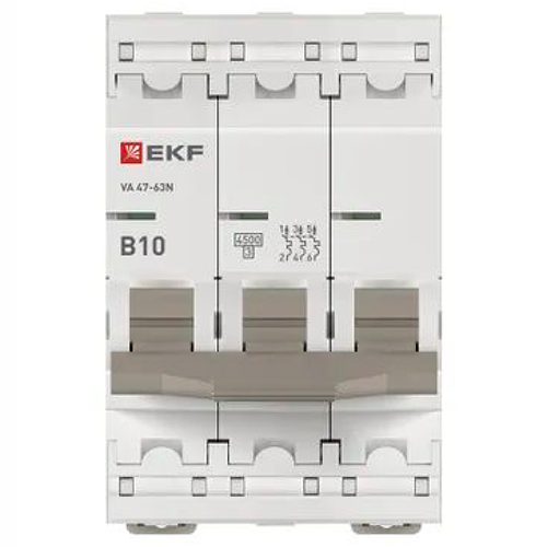 Автомат 3Р 10А B 4,5кА ВА47-63N EKF PROxima