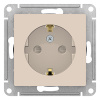 Атлас бежевый розетка скрытая 1-мест заземление шторки IP20 