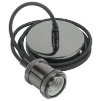 Патрон подвесной E27 керамика/металл со шнуром 1,5м черный IEK RETRO