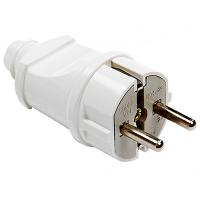 Вилка 16А прямая заземление белый пластик IP20 IN HOME 4140