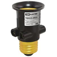 Патрон-переходник E27-E27 карболит черный TDM 2 розетки