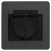 Глосса антрацит розетка скрытая 1-мест заземление с крышкой шторки IP44 