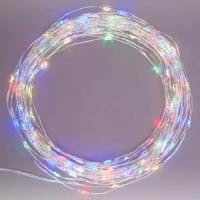 Гирлянда нить 20м мультицвет 200свд IP44 серебро провод Роса