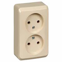 Этюд кремовый розетка открытая 2-мест IP20 