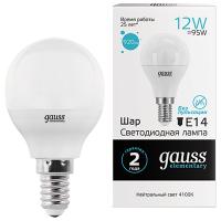 Лампа шар свд Е14 12Вт 4100К 920лм G45 матовый Gauss 