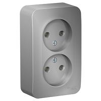 Бланка алюминий розетка открытая 2-мест IP20 