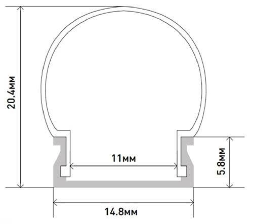 Профиль с экраном накладной круглый 15*20*2000мм ЭРА крепеж+заглушки