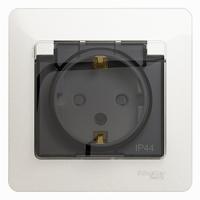 Глосса перламутр розетка скрытая 1-мест заземление с крышкой шторки IP44 