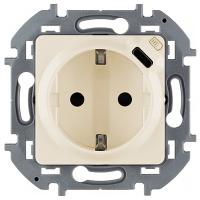 Инспириа слоновая кость розетка со встроенным USB скрытая 1-мест заземление IP20 