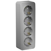 Бланка алюминий розетка открытая 4-мест заземление шторки IP20 