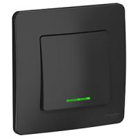 Бланка выключатель скрытая антрацит 1кл 10А с подсветкой IP20 