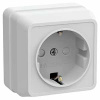 Октава белый розетка открытая 1-мест заземление шторки IP20 