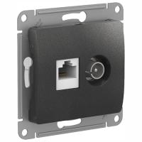 Глосса антрацит розетка RJ45+TV скрытая 2-ая 