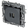 Этика антрацит розетка USB A+C скрытая 2-ая 3000мА