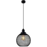 Светильник подвес 1*40Вт E27 черный шар сетка Лофт