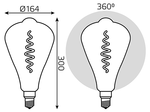 Лампа декор свд Е27 8,5Вт 1800К 165лм ST164 серая филамент Gauss 