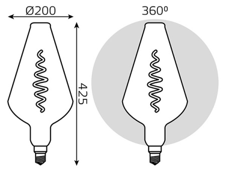 Лампа свд 220В Е27 8,5Вт 1800К 165лм Vase серая филамент Gauss