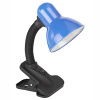 Светильник настольный 40Вт E27 синий прищепка 